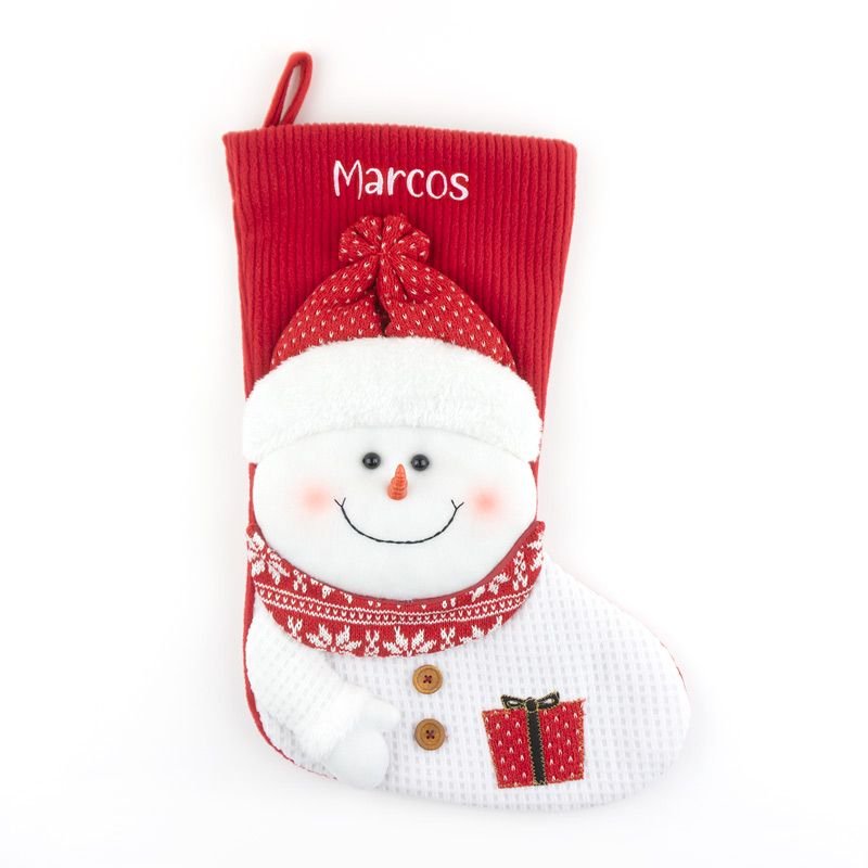 Calcetin Navideño Personalizado Muñeco Nieve - Nanetes
